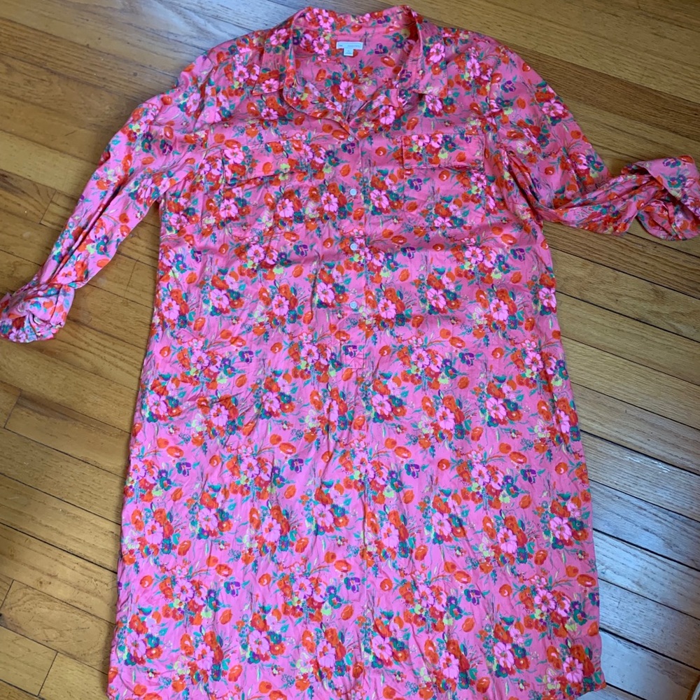 GAP Pink Floral Button-Front Dress
